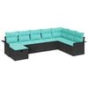 vidaXL Set de canapele pentru grădină 8 pcs Negru și Turcoaz poliratan