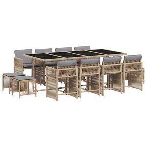 vidaXL Set mobilier grădină cu perne, 13 piese, bej combinat poliratan