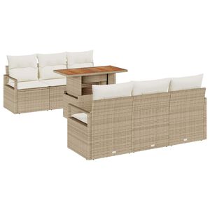 vidaXL Set de canapele pentru grădină 7 pcs Bej Rattan poli