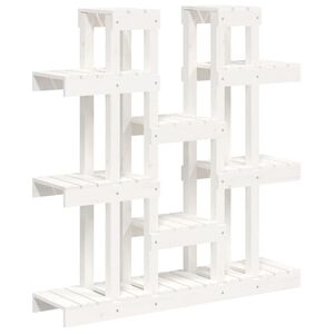 vidaXL Suport pentru plante, alb, 104,5x25x109,5 cm, lemn masiv pin