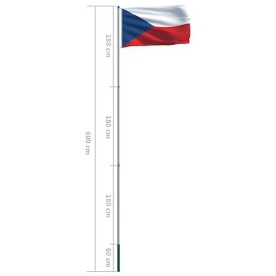vidaXL Steag Cehia și stâlp din aluminiu, 6 m