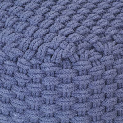 vidaXL Puf tricotat manual, albastru, 50x50x30 cm, bumbac