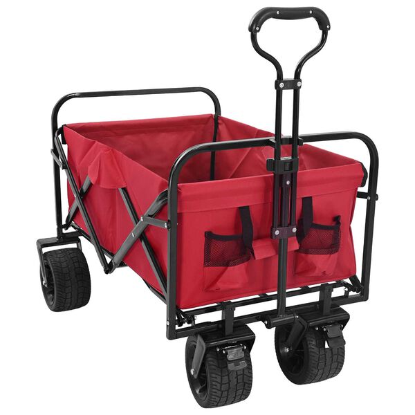 vidaXL Trolley Manevrabil Pliabil Manual Roșu 89 x 63 x 96 cm