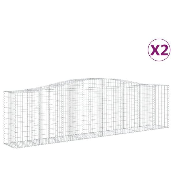 vidaXL Coșuri gabion arcuite 2 buc, 400x50x100/120 cm fier galvanizat