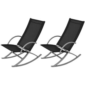 vidaXL Balansoare de grădină, 2 buc., negru, oțel și textilenă