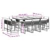 vidaXL Set mobilier de exterior cu perne, 11 piese, negru, poliratan