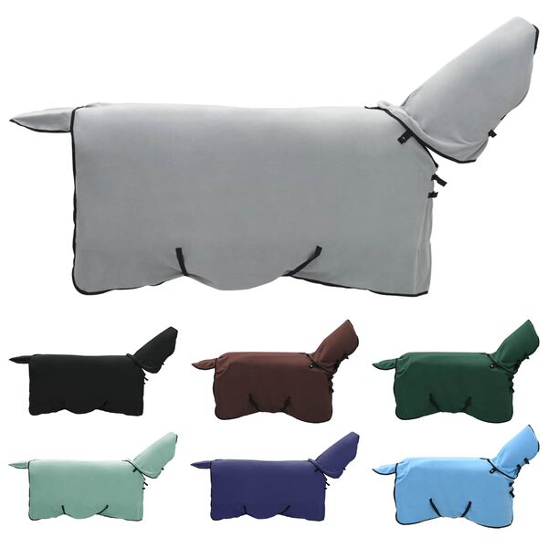 vidaXL Pătură pentru cai Gri deschis și roz complet Poliester