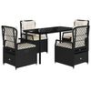 vidaXL Set mobilier de grădină cu perne, 5 piese, negru, poliratan