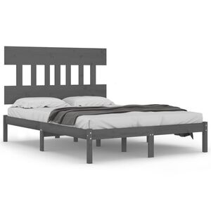 vidaXL Cadru de pat, gri, 200x200 cm, lemn masiv