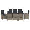 vidaXL Set de masă pentru grădină cu pernă 9 pcs Gri poliratan