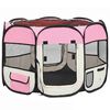 vidaXL Țarc joacă pliabil c&acirc;ini cu sac de transport roz 90x90x58 cm