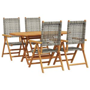 vidaXL Set de masă pentru grădină 5 pcs Gri Lemn Solid de Acacia