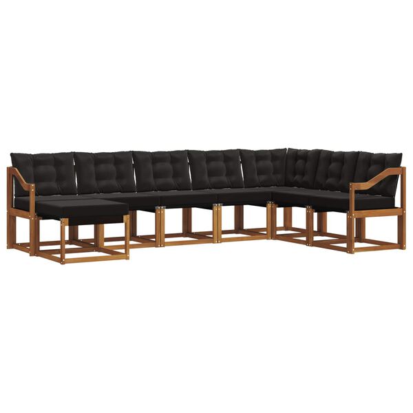 vidaXL Set de canapele de exterior cu pernă 8 pcs Natural și Negru