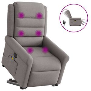 vidaXL Fotoliu electric masaj rabatabil cu ridicare, gri taupe, textil