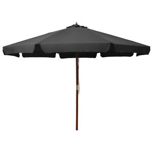 vidaXL Umbrelă de soare de exterior, st&acirc;lp din lemn, antracit, 330 cm