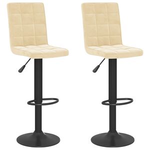 vidaXL Scaune de bar, 2 buc., crem, catifea