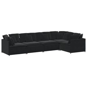 vidaXL Canapea modulară cu perne, negru, catifea