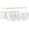 vidaXL Set bar de grădină, 9 piese, alb, lemn masiv de pin