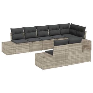 vidaXL Set de canapele pentru grădină 8 buc. Gri deschis Rattan poli