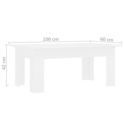 vidaXL Măsuță de cafea, alb, 100 x 60 x 42 cm, PAL