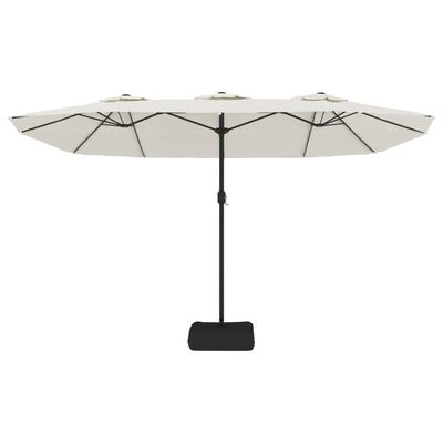 vidaXL Umbrelă de soare cu două capete, alb nisipiu, 449x245 cm