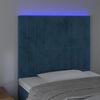 vidaXL Tăblie de pat cu LED, albastru &icirc;nchis, 80x5x118/128cm, catifea