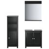 vidaXL Set mobilier baie, 3 piese, &bdquo;BERG&rdquo; , negru, lemn masiv de pin