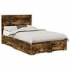 vidaXL Cadru de pat Stejar fumuriu 135 x 190 cm Lemn prelucrat