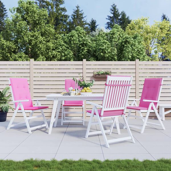 vidaXL Perne de scaun spătar &icirc;nalt, 4 buc., roz, textil