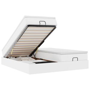 vidaXL Cadru de pat otoman cu saltea alb 160x200cm piele artificială