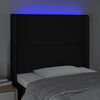 vidaXL Tăblie de pat cu LED, negru, 103x16x118/128 cm, textil