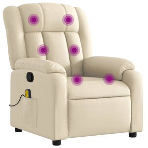 vidaXL Fotoliu de masaj reclinabil, material textil crem