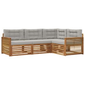 vidaXL Set de canapele de exterior 4 pcs Natural și gri deschis
