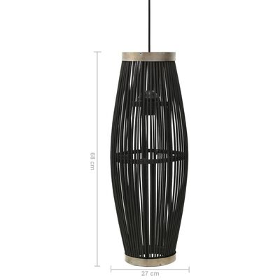 vidaXL Lampă suspendată, negru, 27x68 cm, răchită, 40 W, oval, E27