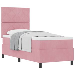 vidaXL Pat cu arcuri cu saltea cu headboard Roz 80 x 200 cm țesătură