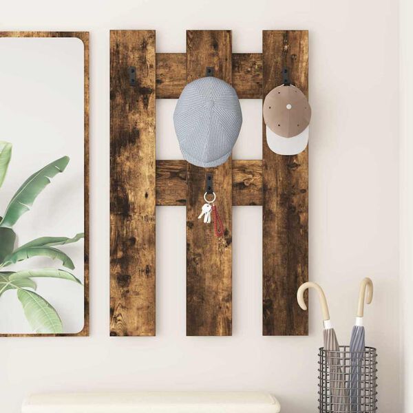 vidaXL Răcător de paltoane montat pe perete Pe perete Stejar afumat