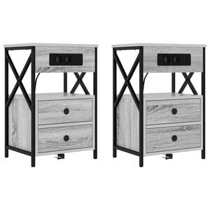 vidaXL Dulap de noapte 2 buc. Gri Sonoma 40 x 31 x 60 cm