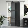 vidaXL Ușă glisantă, negru, 76x205 cm, sticlă securizată și aluminiu