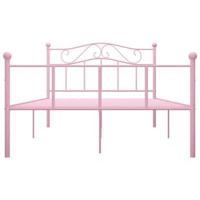 vidaXL Cadru de pat, roz, 160 x 200 cm, metal