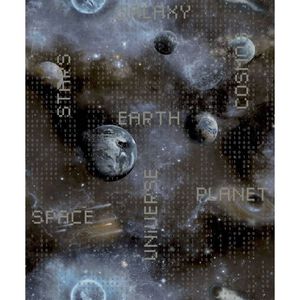 Noordwand Tapet "Good Vibes Galaxy Planets and Text", albastru/negru