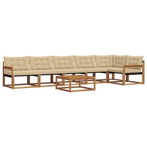 vidaXL Set de canapele de exterior cu pernă 7 pcs Natural și Bej