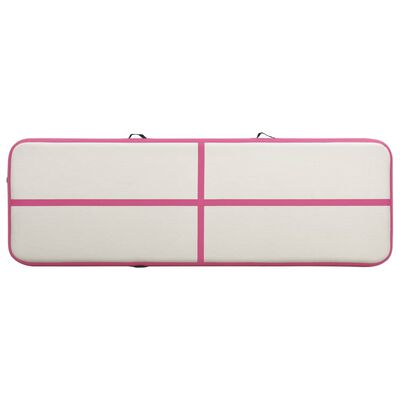 vidaXL Saltea gimnastică gonflabilă cu pompă roz 300x100x20 cm PVC