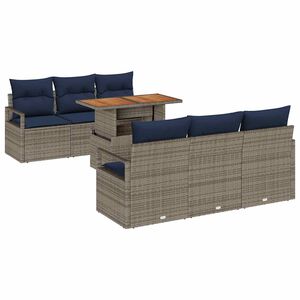 vidaXL Set de canapele pentru grădină cu pernă 7 pcs gri și bleumarin