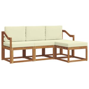 vidaXL Set de canapele de exterior cu pernă 4 pcs Natural și Crem