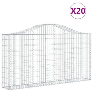 vidaXL Coșuri gabion arcuite 20 buc, 200x30x100/120 cm fier galvanizat
