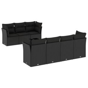 vidaXL Set mobilier de grădină cu perne, 8 piese, negru, poliratan