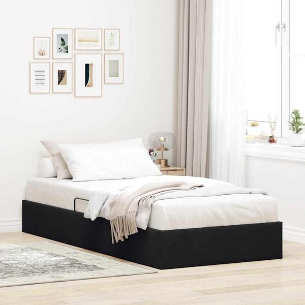 vidaXL Pat cu storage cu saltea cu headboard Negru 90 x 190 cm Catifea