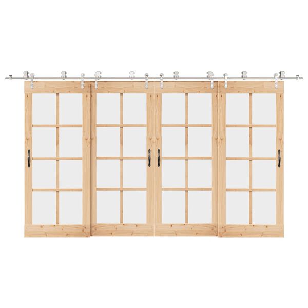 vidaXL Set piese pentru ușă glisantă, argintiu, 400 cm oțel inoxidabil