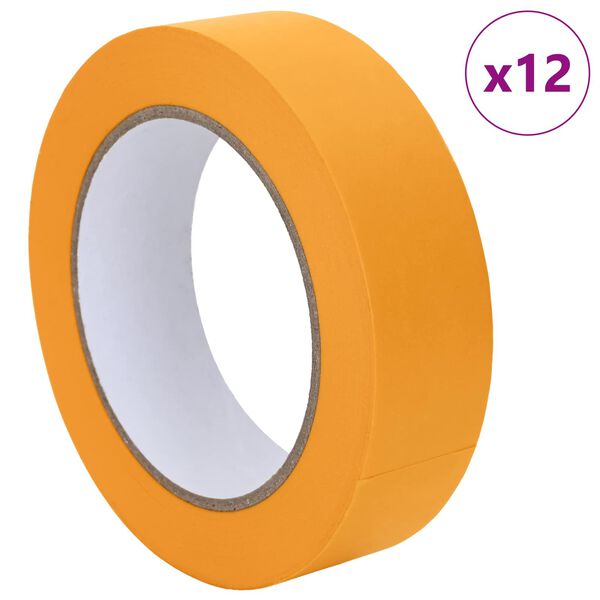 vidaXL Bende de Mascare pentru Pictori 12 pcs Galben 30mm x 50m H&acirc;rtie