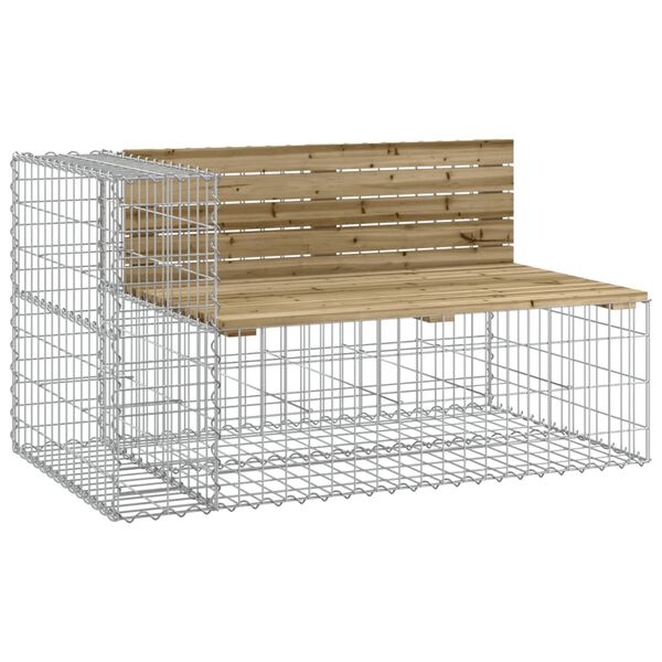 vidaXL Bancă de grădină cu gabion, 244x71x65,5 cm, lemn pin impregnat